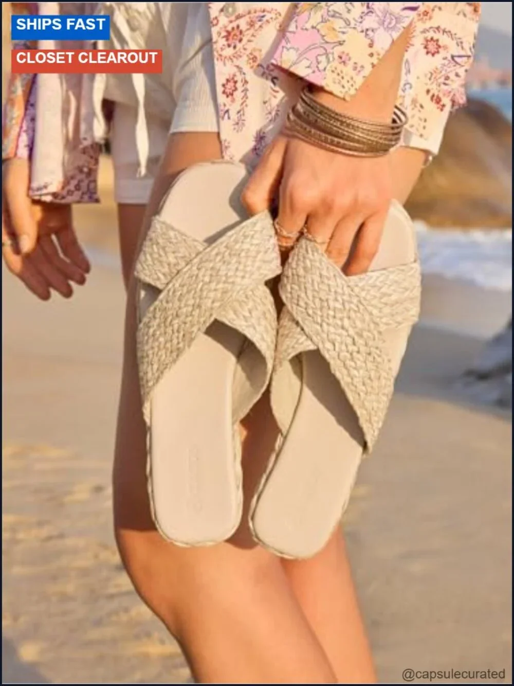 Raffia Espadrille Slide Sandals Open Toe Woven Cross Strap Slip On Summer Beach